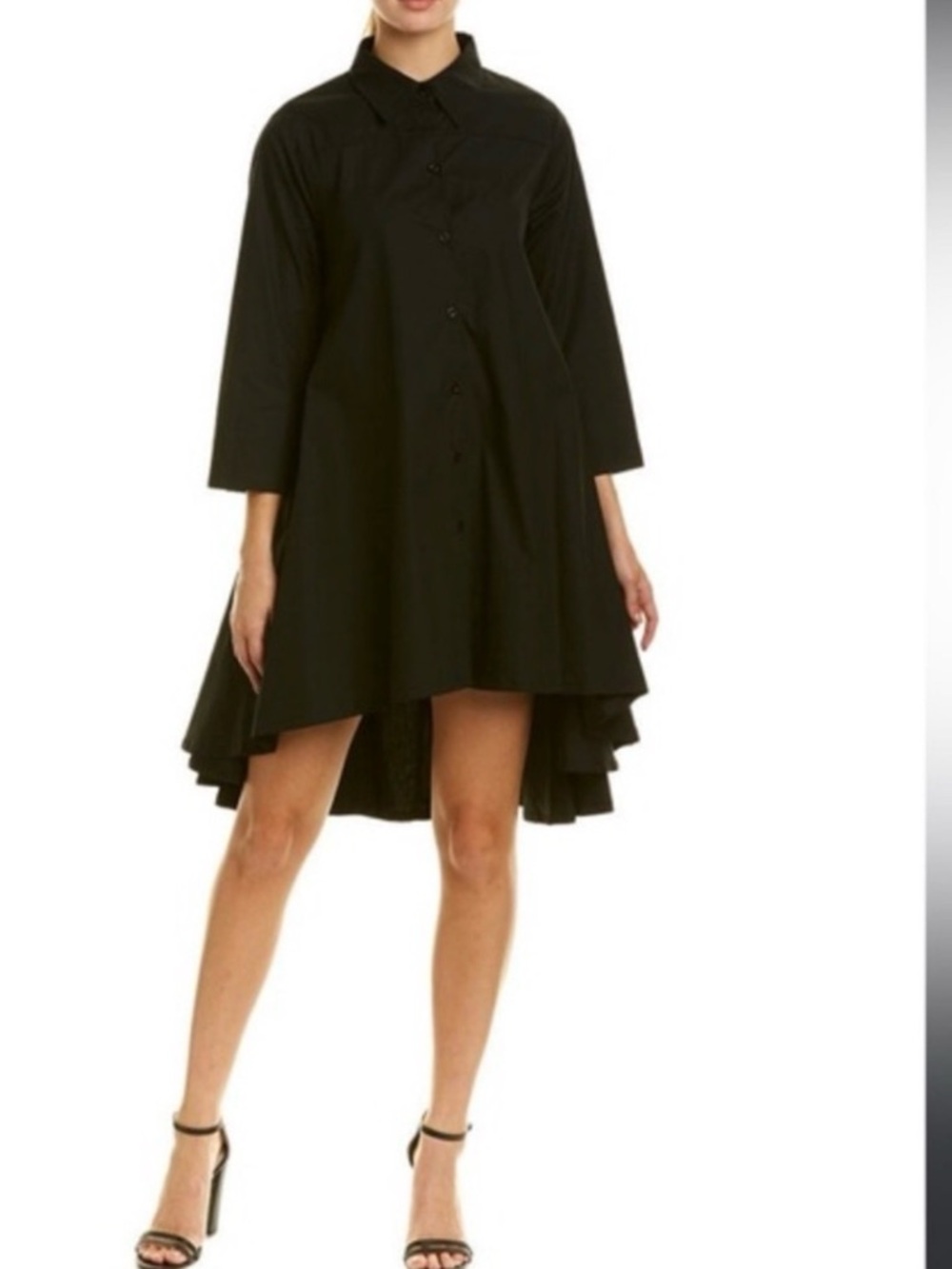 Gracia NAVY Button-Front Shirt Dress
